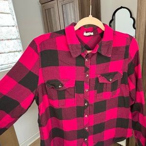 Flannel Hot pink and Black